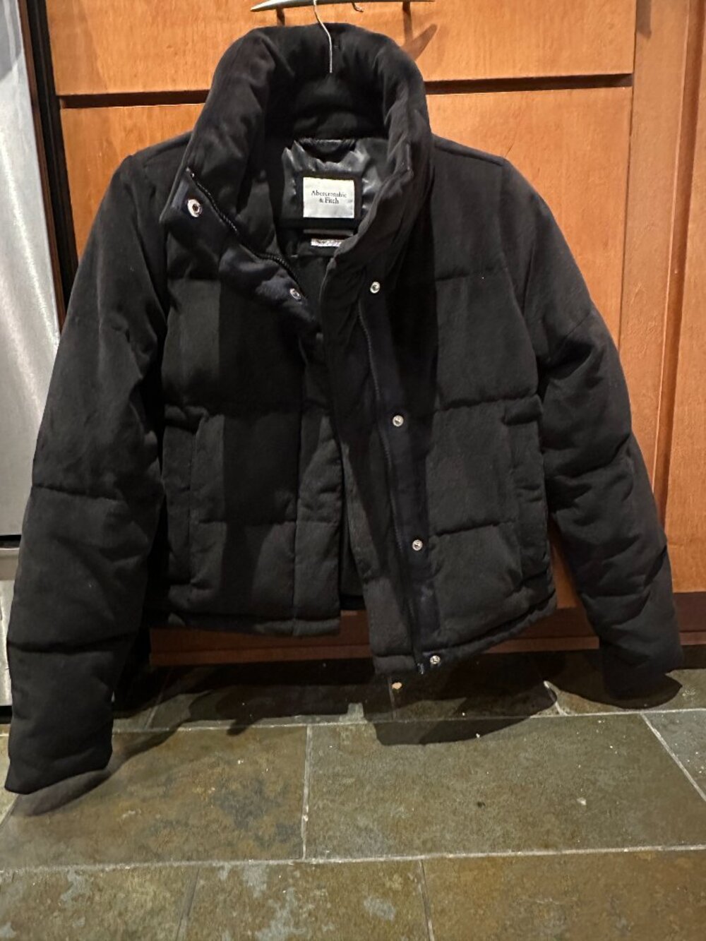 abercombie velvet black mini puffer